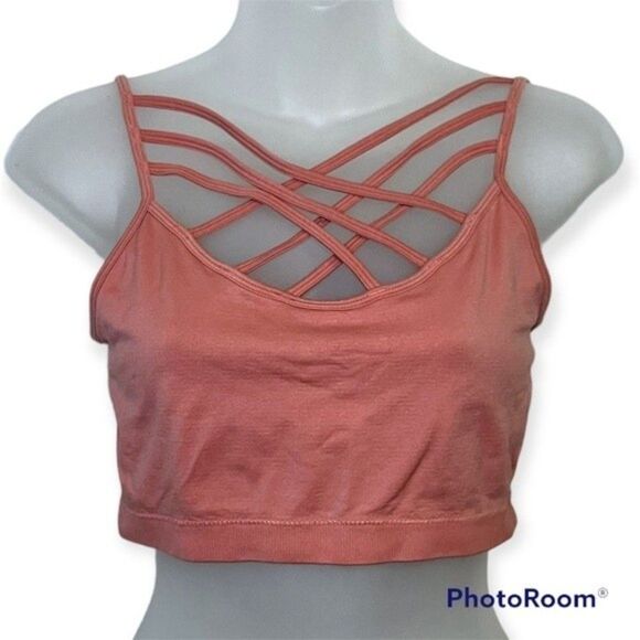 Zenana Outfitters Pink Criss Cross Strappy Bralette Size L/XL - Picture 1 of 5